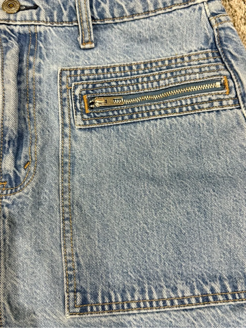 Abercrombie Fitch Light Wash High Rise Pockets Micro Mini Denim Skirt Women US 8
